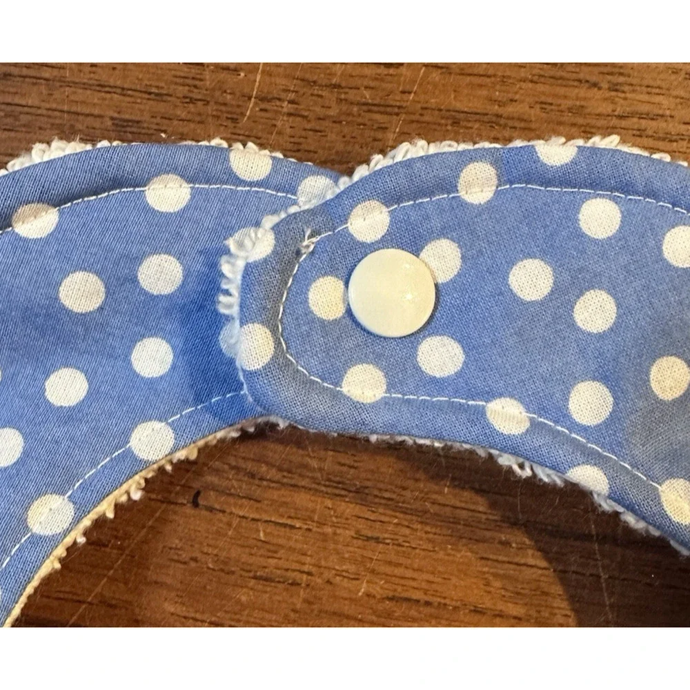 Handmade Baby Bib Gift Set Bib & Pacifier Clip Blue White Polka Dot